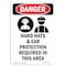 Signmission OSHA Danger Sign, Hard Hats And Ear Protection, 10in X 7in Decal, 7" W, 10" H, Portrait OS-DS-D-710-V-1296 - alternate 1